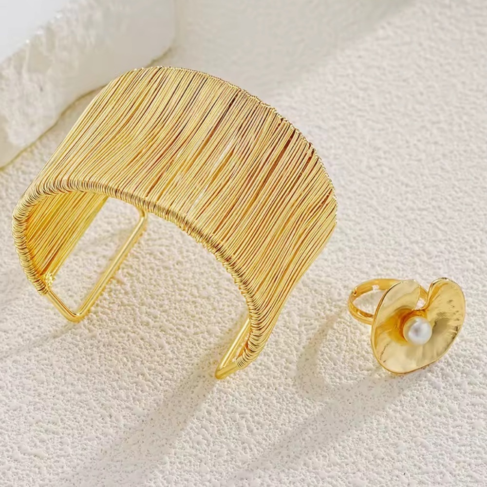 Zara model Gold color plated Bracelet and Ring pearl ring